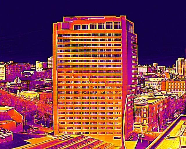 Thermal infrared scan of a building facade in Tacoma